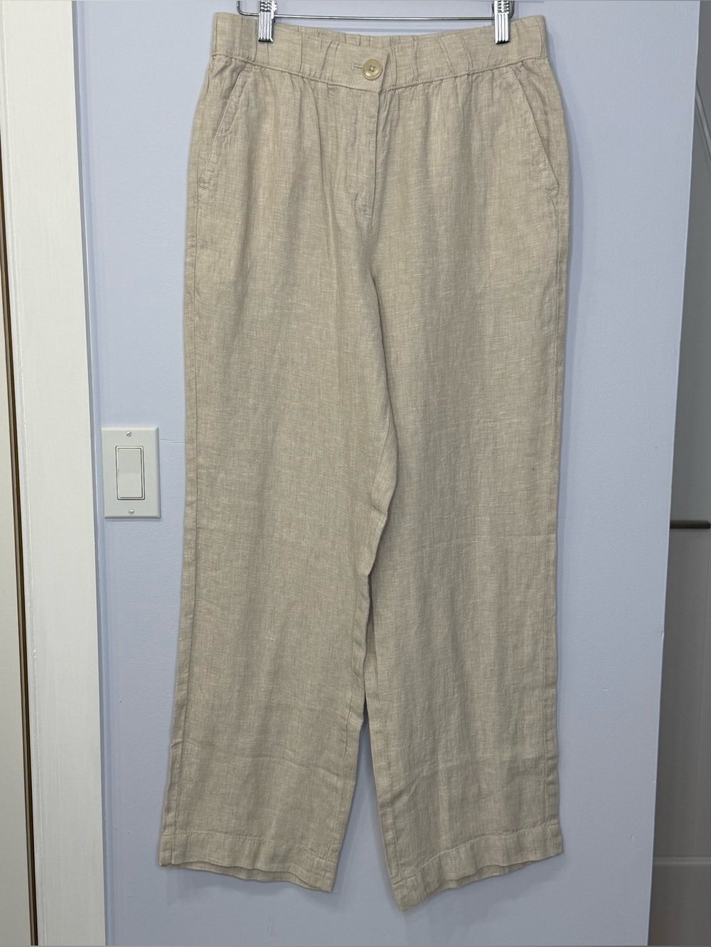Talbots Women’s Small, Lightweight Linen wide-leg Casual Pants in Beige, NEW